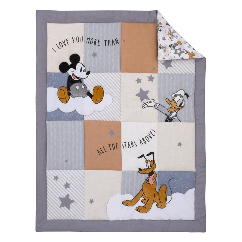 Disney NoJo Disney Mouse Donald Duck and Pluto Clouds and Stars 3 Piece Nursery Crib Bedding Set Wayfair